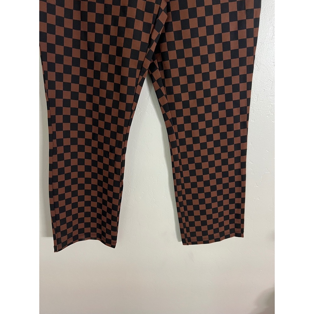 Sanctuary x Anthropologie Brown Black Checkered Slim Leg Pants XL Stretch Ponte - Picture 3 of 6